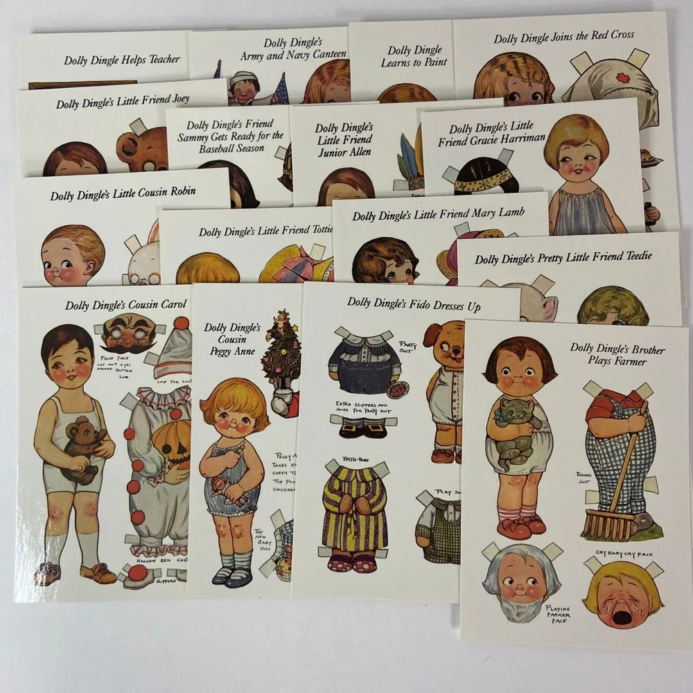 16 Dolly Dingle Paper Doll Postcards Grace G Drayton Dover Publications 1984 Set